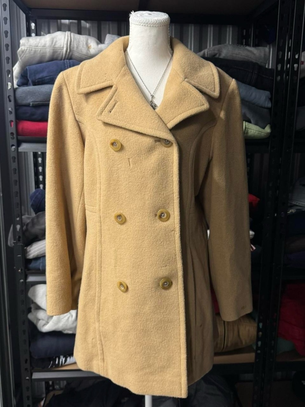Vintage Scaasi beige Camel Hair double breasted pea trench coat no size tag